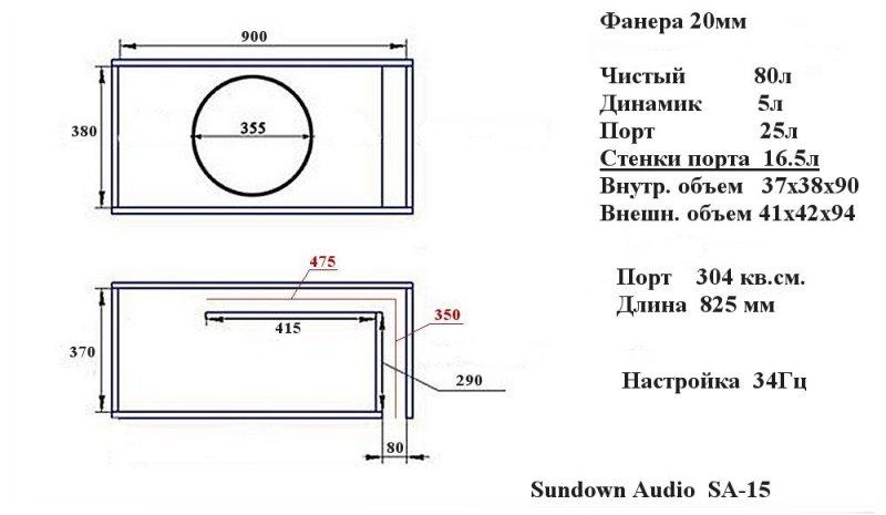 Схема короба для динамика